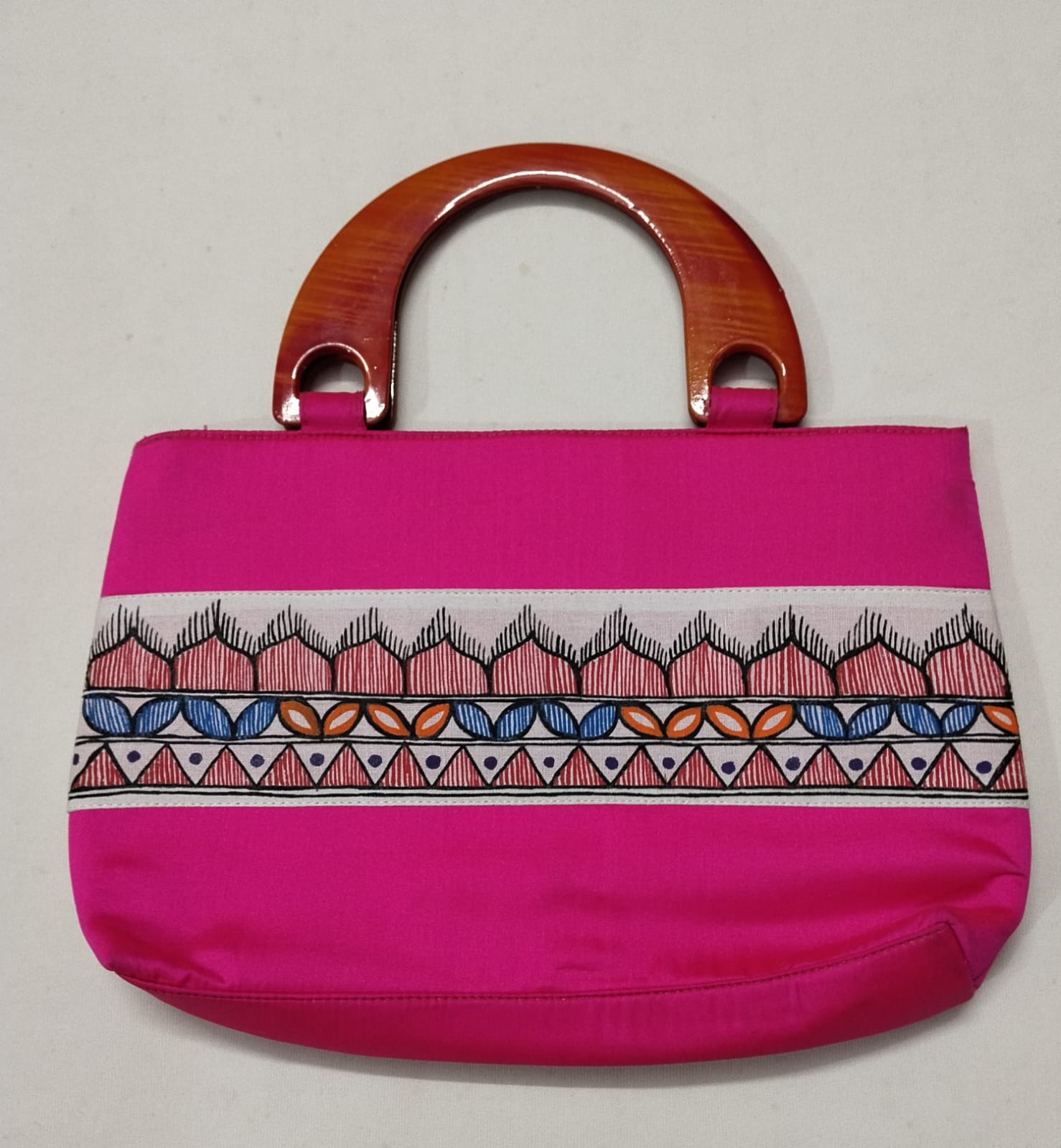 Madhubani Hand-Painted Silk Handle Bag